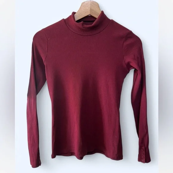 Sezane Felix turtleneck jumper burgundy size XS NWT - Picture 2 of 6